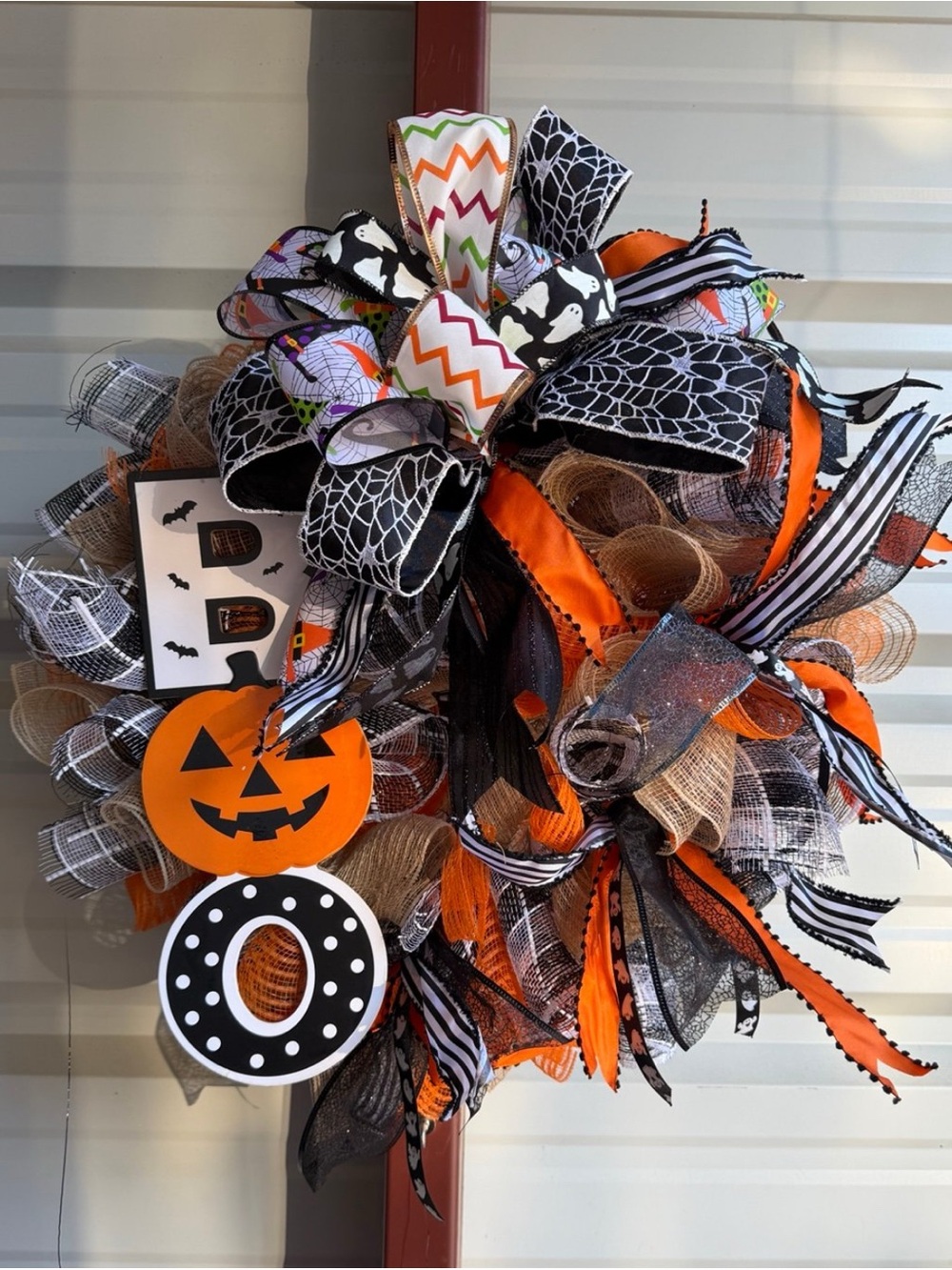 Halloween Pumpkin Decorative Wreath - Orange & Black